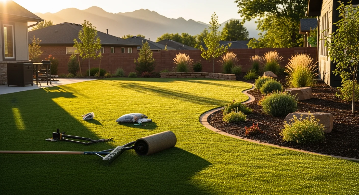 Landscape turf installation with integrated outdoor design