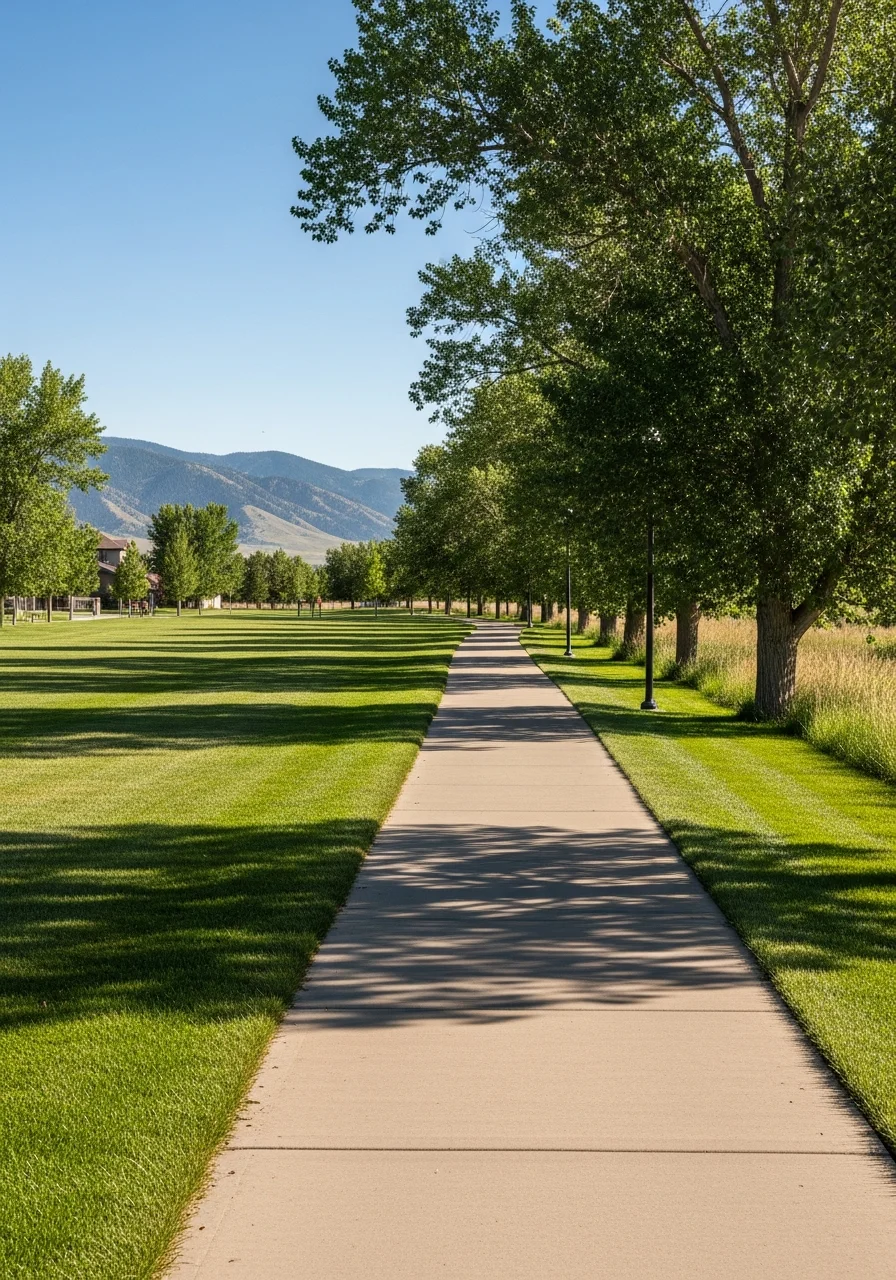 Firestone town center with parks, trails, and community recreation areas along the Front Range