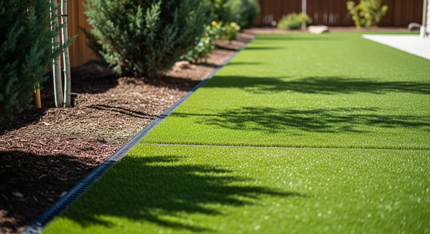 A Noco Turf CO. specialist reviewing turf surface conditions at a Denver residential property during a specialty turf consultation. The image shows a close assessment of turf texture and soil drainage characteristics in a Colorado front yard setting.